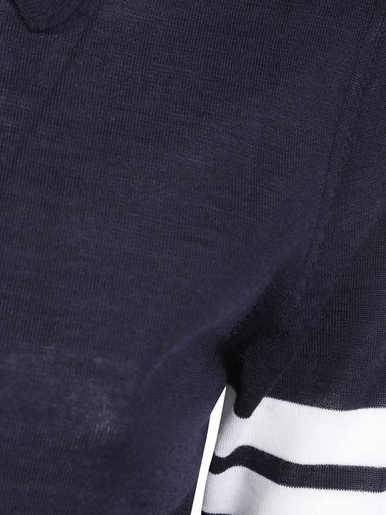 26SS 톰브라운 울 4바 릴렉스드 폴로 니트 FKP053AY1014 415 Blue - THOM BROWNE