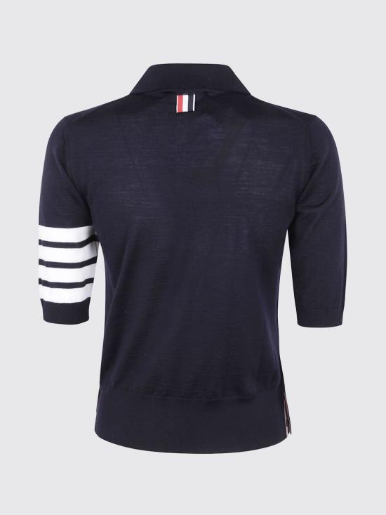 26SS 톰브라운 울 4바 릴렉스드 폴로 니트 FKP053AY1014 415 Blue - THOM BROWNE