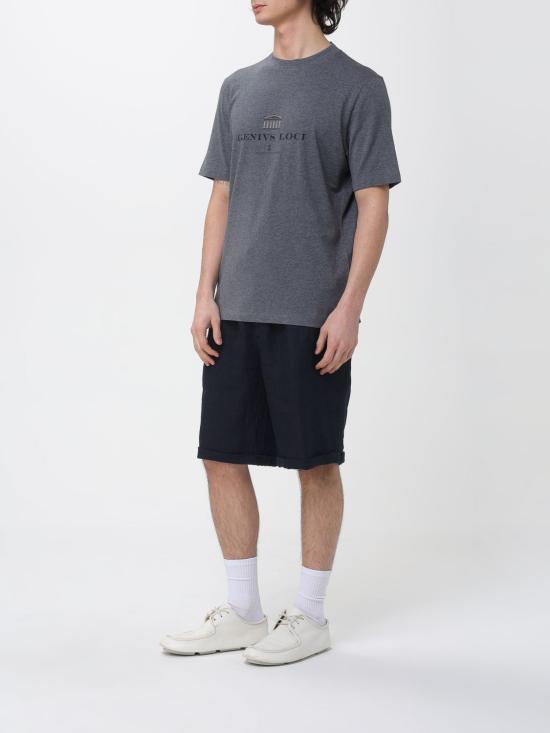 26SS 브루넬로 쿠치넬리 크루넥 프린트 코튼 저지 티셔츠 M0B138520 CIF40 Grey - BRUNELLO CUCINELLI