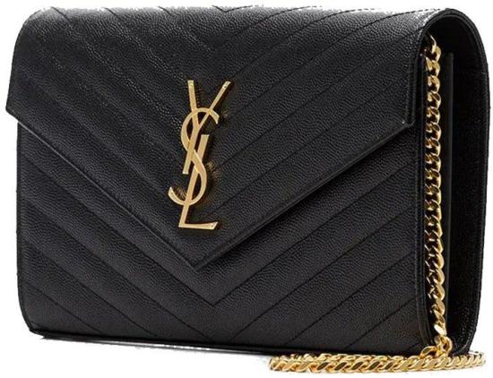  생로랑 레더 카산드라 체인 월렛 377828BOW011000 BLACK - SAINT LAURENT