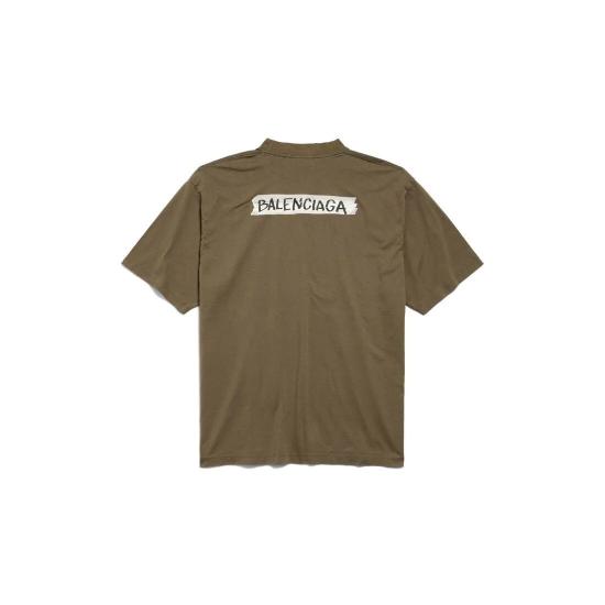 26SS 발렌시아가 마스킹 테이프 티셔츠 미디움 핏 764235TTVL62840 khaki - BALENCIAGA