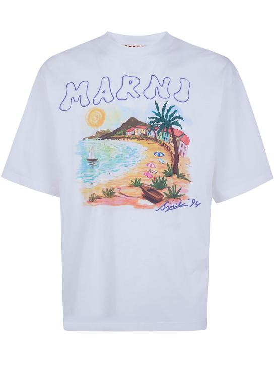 26SS 마르니 반팔 티셔츠 HUMU02234PUSCZ06 PRW01 WHITE