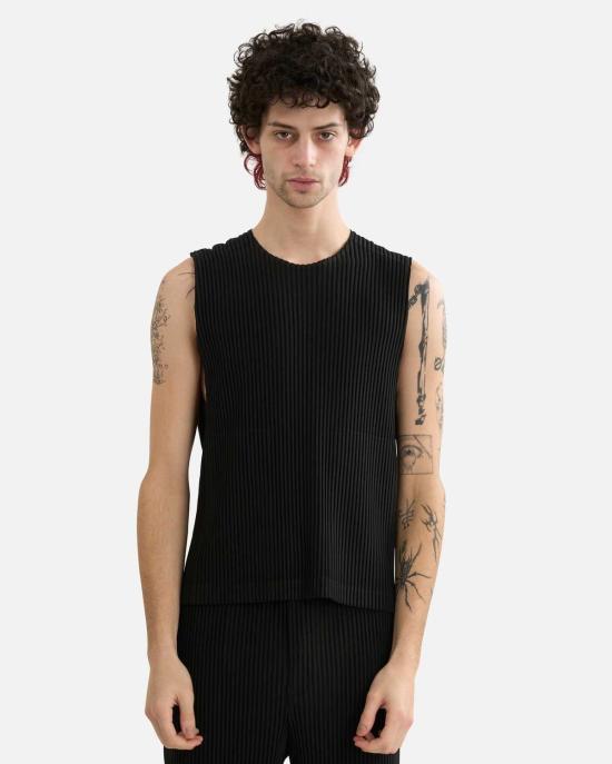  이세이 미야케 민소매 티셔츠 옴므 플리세  테일러드 플리츠 2 팬츠