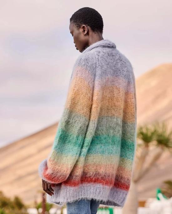  메드모아젤 가디건 Mes Demoiselles Stone Sweater Cardigan Blue Green - MES DEMOISELLES