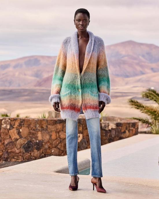  메드모아젤 가디건 Mes Demoiselles Stone Sweater Cardigan Blue Green - MES DEMOISELLES