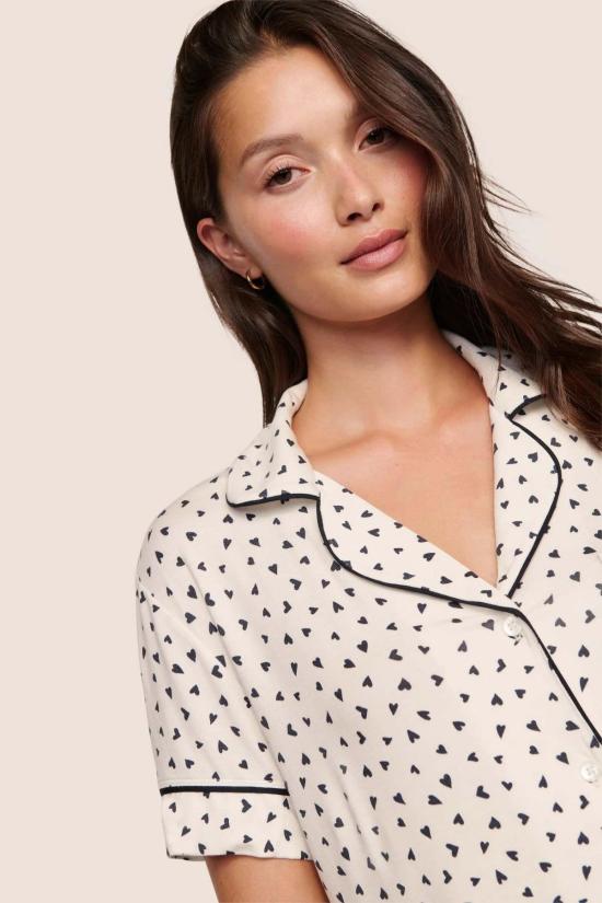  에버제이 라운지 웨어 지젤 프린트 텐셀 모달 숏팬츠 잠옷 세트 - EBERJEY