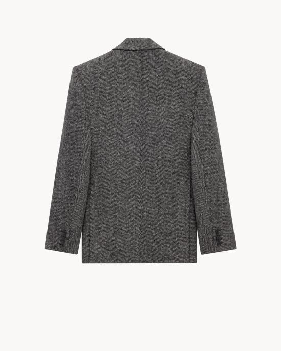 25FW 생로랑 수트 자켓 837196Y3D06 1071 NOIR GRIS - SAINT LAURENT