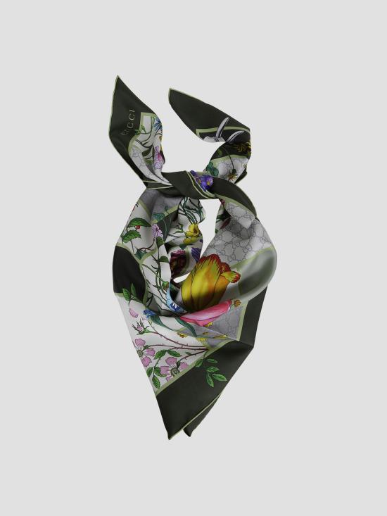 26SS 구찌 프린트 실크 트윌 까레 8501073G001 3367 OLIVE LIGHT GREEN - GUCCI