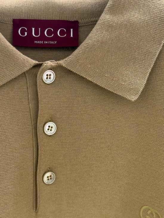 26SS 구찌 자수 실크 코튼 폴로 셔츠 853378XKFDL 2017 LIGHT BROWN MIX - GUCCI