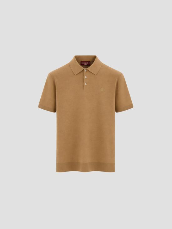 26SS 구찌 자수 실크 코튼 폴로 셔츠 853378XKFDL 2017 LIGHT BROWN MIX