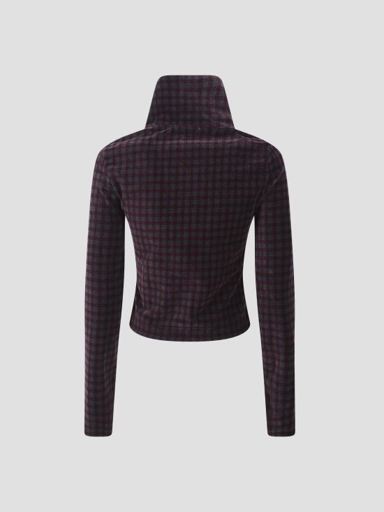 26SS 아워레가시 후드 티셔츠 W2266SMH MRL HCVL MERLOT HOUNDINI CHECK VELOUR - OUR LEGACY