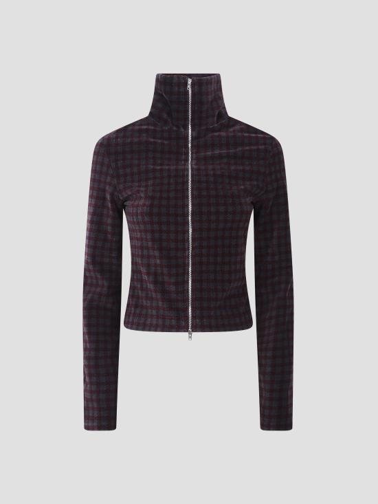 26SS 아워레가시 후드 티셔츠 W2266SMH MRL HCVL MERLOT HOUNDINI CHECK VELOUR