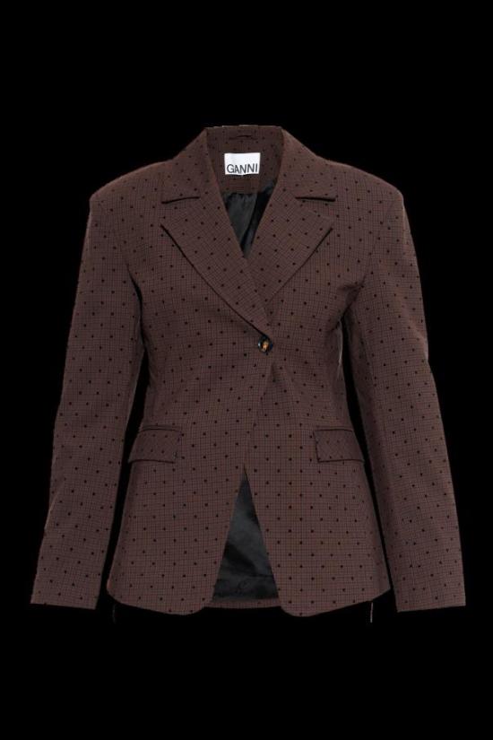 26SS 가니 싱글 브레스티드 폴카 도트 블레이저 A1020020 979 CHICORY COFFEE