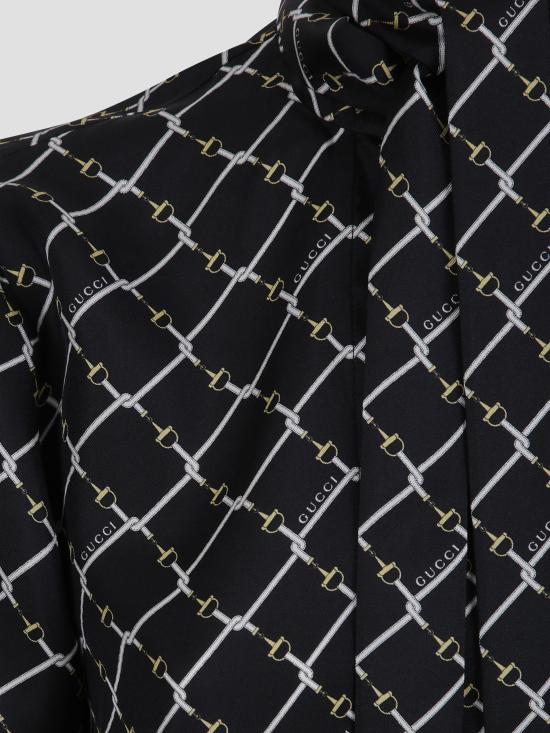 26SS 구찌 미디 원피스 853056ZAUM1 1173 BLACK WHITE MC - GUCCI