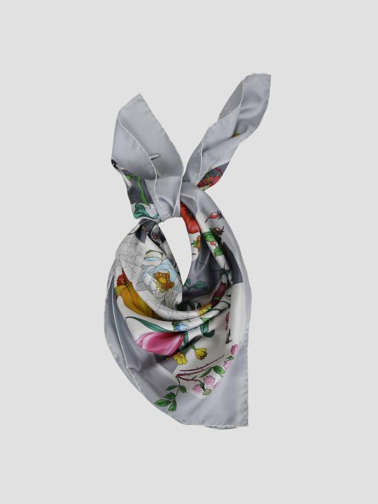 26SS 구찌 프린트 실크 트윌 까레 8501073G001 1963 PERAL LIGHT GREY - GUCCI