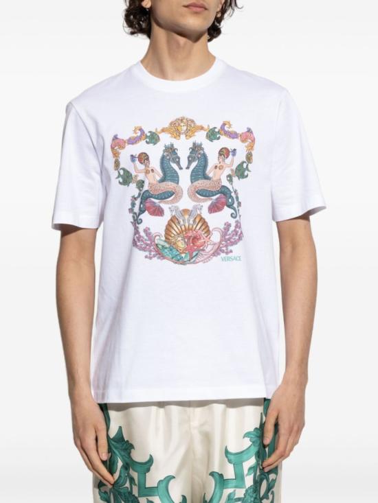 25FW 베르사체 반팔 티셔츠 1013302 1A15069 1W000 White - VERSACE
