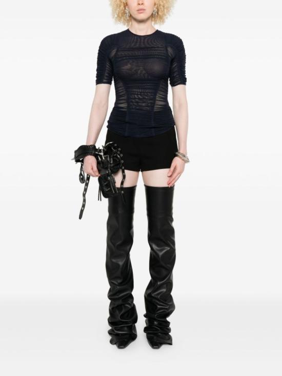 25FW 뮈글러 반팔 티셔츠 25F3TO0816595 6115 Black - MUGLER