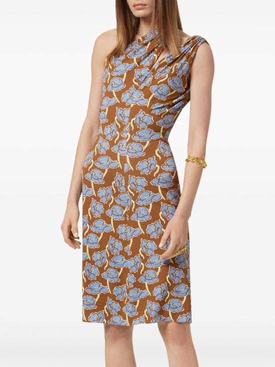 25SS 베르사체 미디 원피스 1019777 1A13918 5N630 Brown - VERSACE