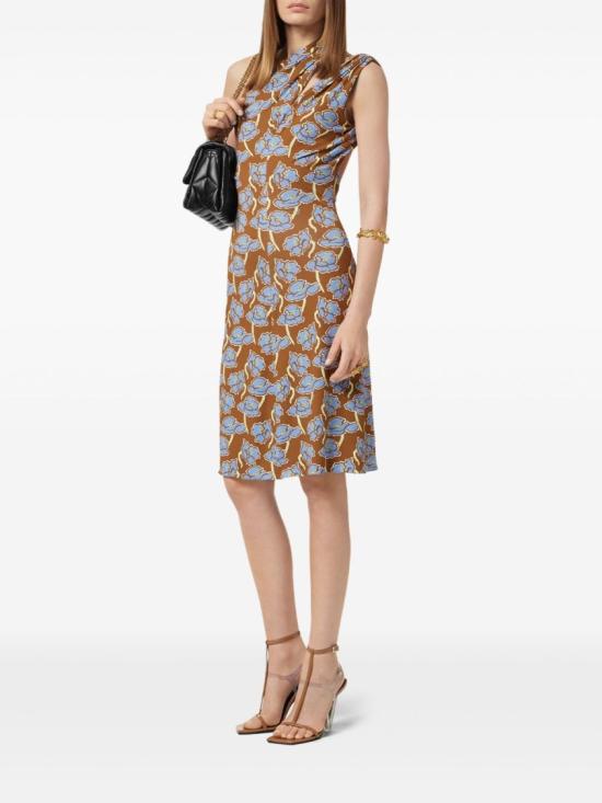  베르사체 미디 원피스 1019777 1A13918 5N630 Brown - VERSACE