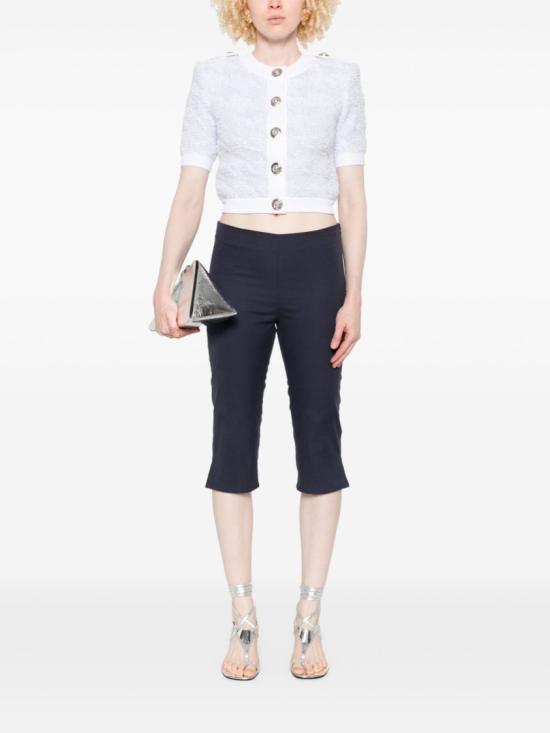 25FW 발망 숏슬리브 하운드투스 트위드 니트 가디건 FF1KL235KI72 SOM White - BALMAIN