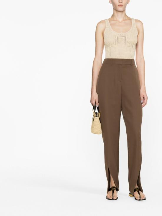  발망 스트레이트 팬츠 AF0PO100WB05 8AS Brown - BALMAIN