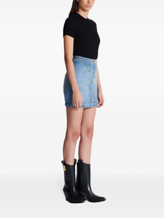 24FW 발망 데님 스커트 DF1LBA22DE53 6FC Blue - BALMAIN