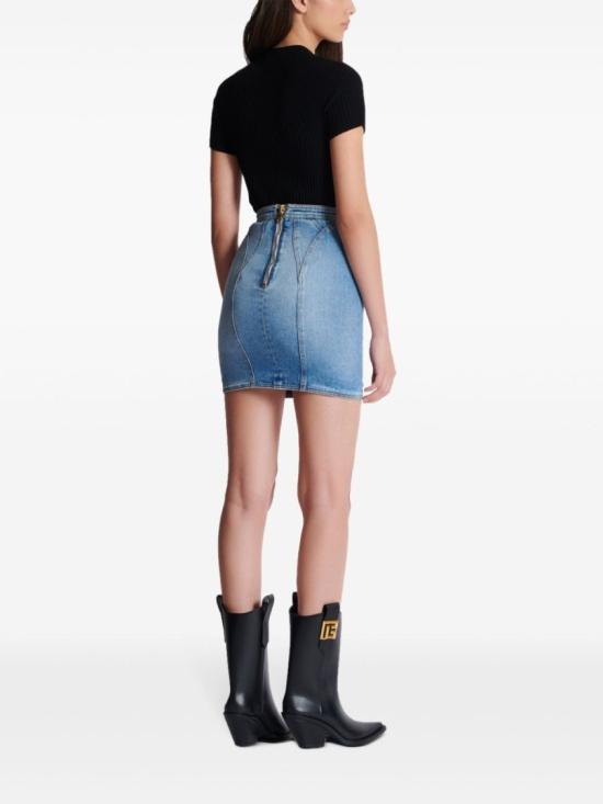  발망 데님 스커트 DF1LBA22DE53 6FC Blue - BALMAIN