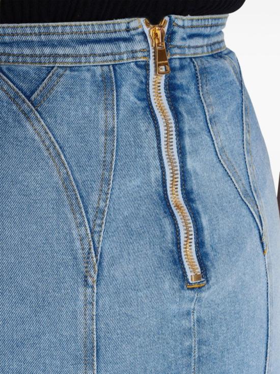  발망 데님 스커트 DF1LBA22DE53 6FC Blue - BALMAIN