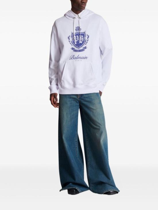 25FW 발망 후드 티셔츠 FH0JT255GF30 GWX White - BALMAIN