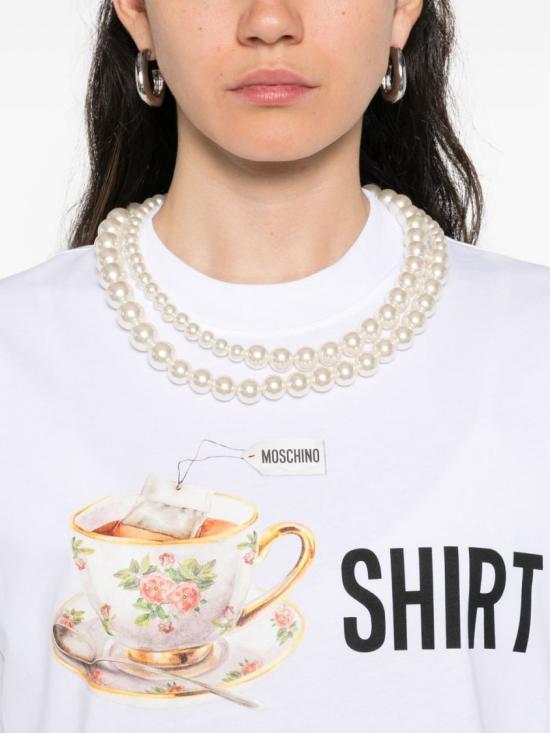 25FW 모스키노 반팔 티셔츠 V0722 5541 1001 White - MOSCHINO