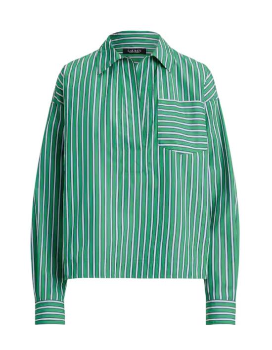 26SS 폴로 랄프로렌 블라우스 STACHEE LONG SLEEVE GREEN WHIT Blue