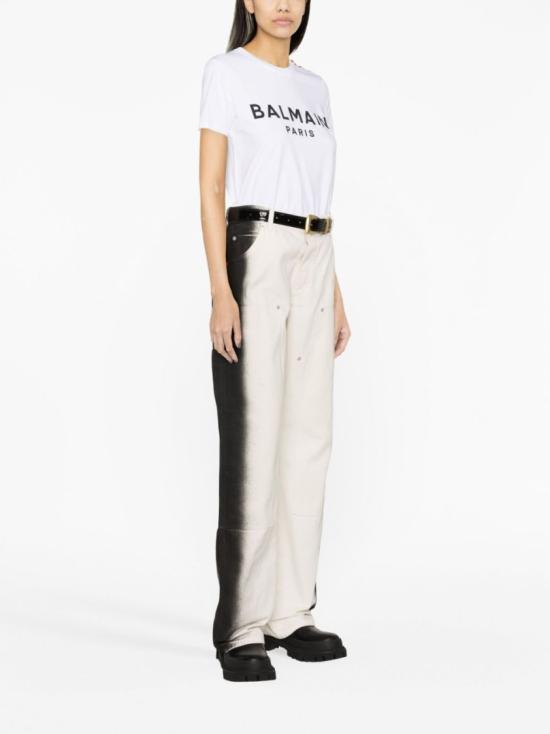  발망 파리 프린트 티셔츠 BF1EF005BB02 GAB White - BALMAIN