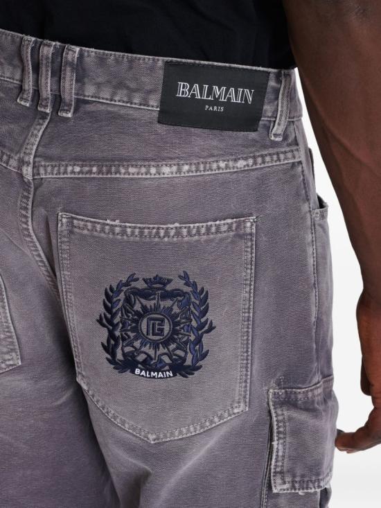 25FW 발망 데님 팬츠 FH1ML136DF77 9CO Grey - BALMAIN
