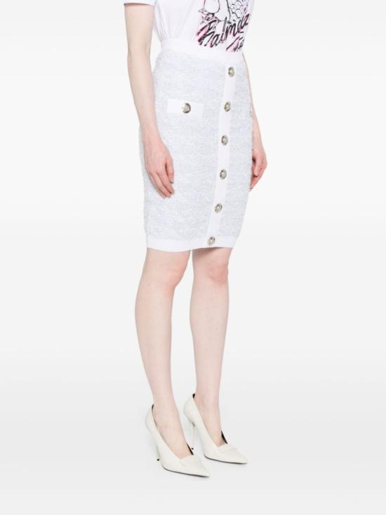 25FW 발망 미디 스커트 FF1LC016KI72 SOM White - BALMAIN