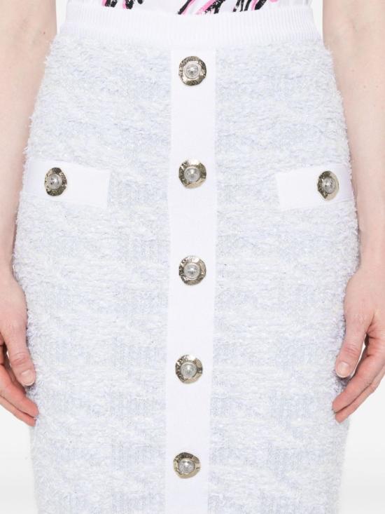 25FW 발망 미디 스커트 FF1LC016KI72 SOM White - BALMAIN