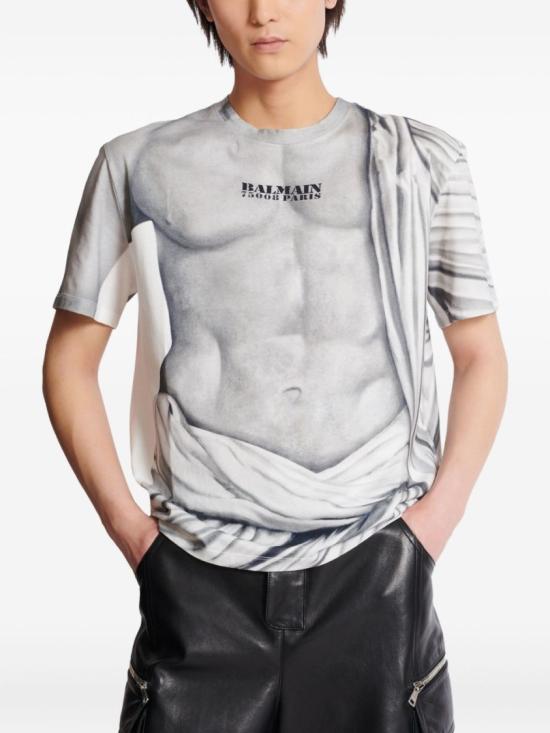 25FW 발망 반팔 티셔츠 FH1EG000GF07 YIG White - BALMAIN