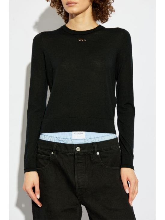 26SS 디젤 M 알리네사 컷아웃 로고 울 점퍼 A17498 0DCCH 9XX Black - DIESEL