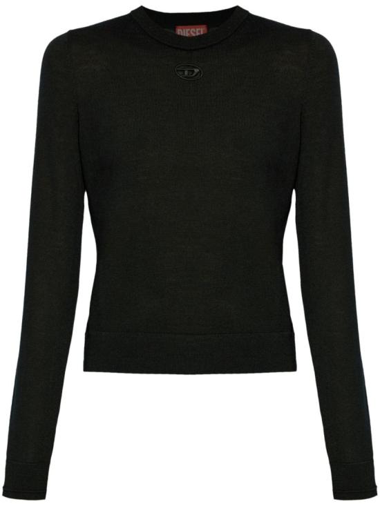 26SS 디젤 M 알리네사 컷아웃 로고 울 점퍼 A17498 0DCCH 9XX Black