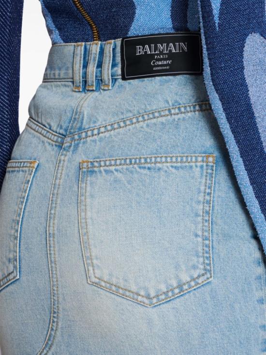 25SS 발망 데님 스커트 EF1LD460DF23 6FC White - BALMAIN