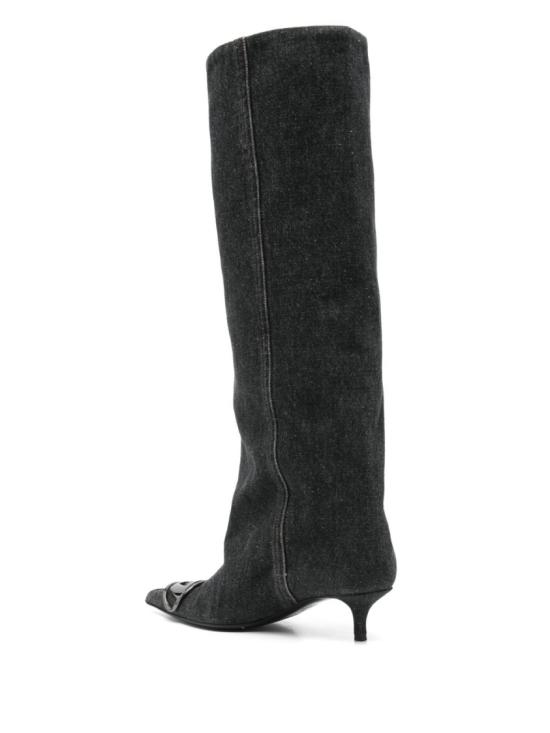 26SS 디젤 D-비너스 슬라우치 니하이 부츠 데님 Y03765 P5237 H1939 Black - DIESEL