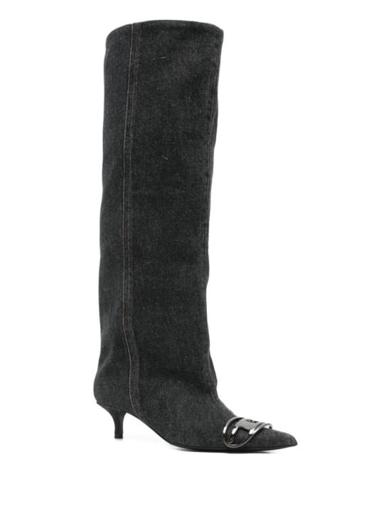 26SS 디젤 D-비너스 슬라우치 니하이 부츠 데님 Y03765 P5237 H1939 Black - DIESEL