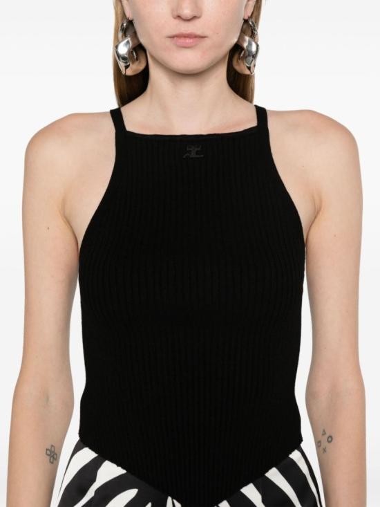  쿠레쥬 포인티 립 니트 탱크탑 VESMTO042FI0001 9999 Black - COURREGES