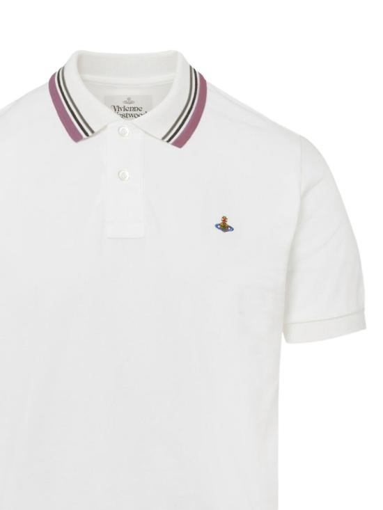 26SS 비비안웨스트우드 클래식 ORB 로고 반팔 폴로 카라티 2H01000U J00AU A401 White - VIVIENNE WESTWOOD