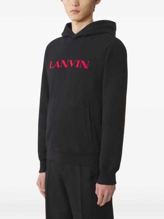 25FW 랑방 후드 티셔츠 RM HO0005 F300 H25 10 Black - LANVIN