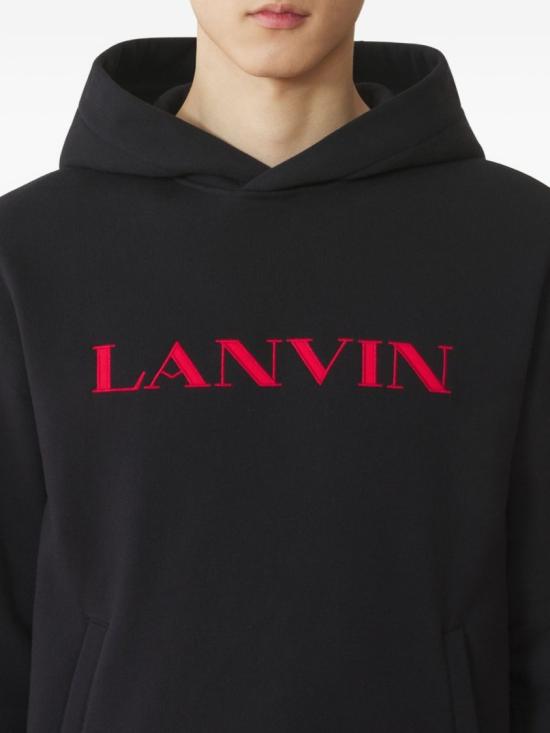 25FW 랑방 후드 티셔츠 RM HO0005 F300 H25 10 Black - LANVIN