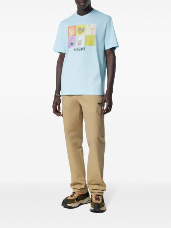 25SS 베르사체 반팔 티셔츠 1013302 1A13400 2VF50 Blue - VERSACE