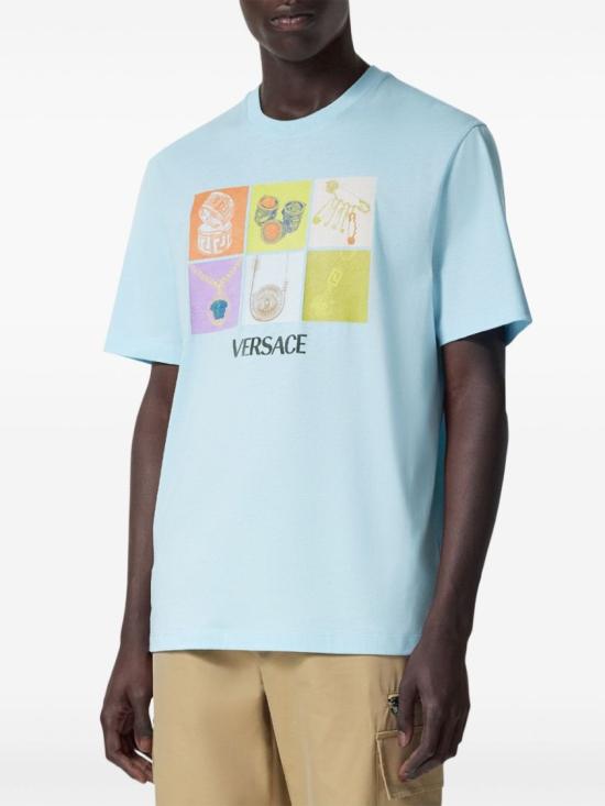 25SS 베르사체 반팔 티셔츠 1013302 1A13400 2VF50 Blue - VERSACE
