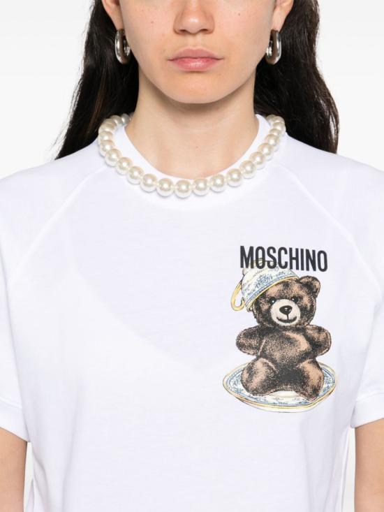 25FW 모스키노 반팔 티셔츠 V0725 5541 1001 White - MOSCHINO