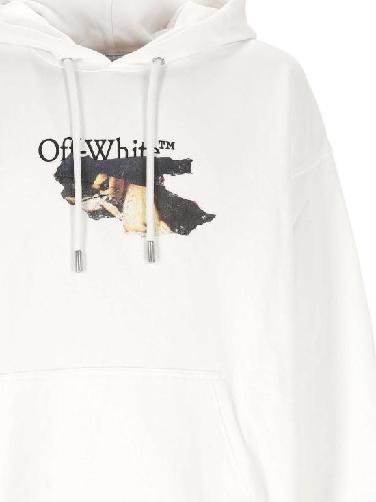 25FW 오프화이트 그래픽 프린트 후드 티셔츠셔츠 OMBB085F25FLE010 0110 WHITE BL - OFF WHITE