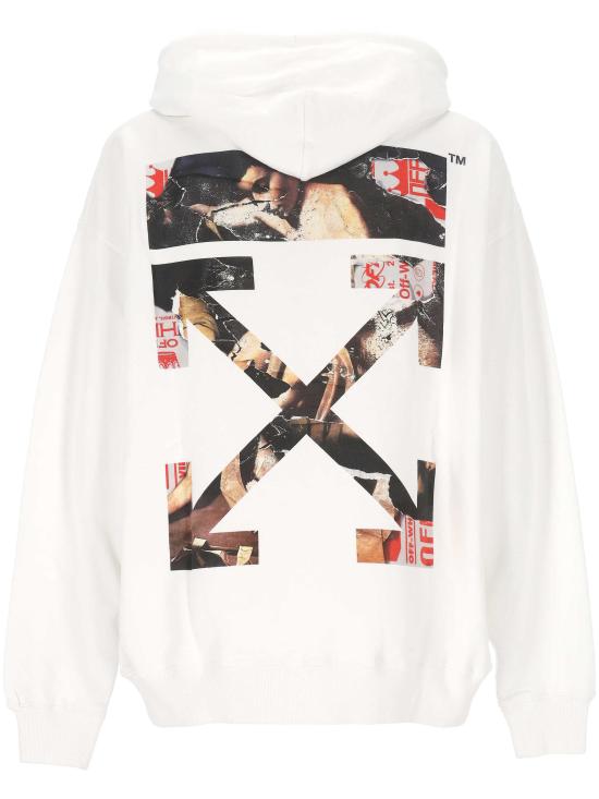 25FW 오프화이트 그래픽 프린트 후드 티셔츠셔츠 OMBB085F25FLE010 0110 WHITE BL - OFF WHITE